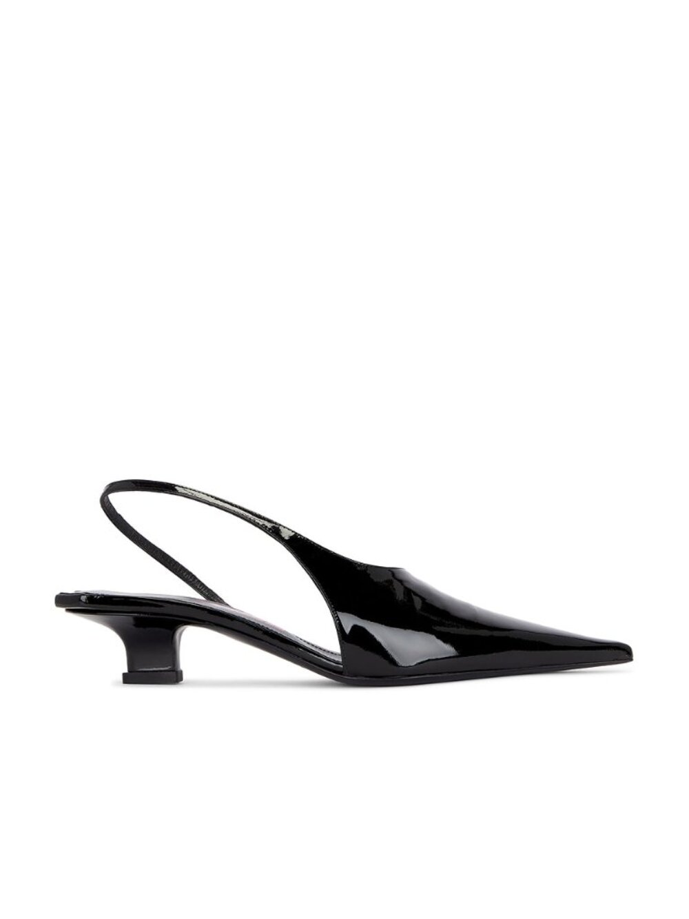 Lucasheva Aurora Slingback Pump in Black Patent shiny leather pointed toe kitten